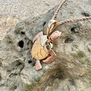 Large Turtle w/ Moveable Body Parts in 14K Yellow & Pink Gold