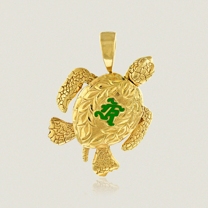 Large Turtle w/ moveable body parts, Maile Leaf design and Initial. - Philip Rickard