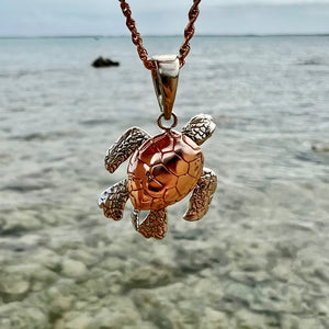 Medium Turtle w/ Moveable Body Parts in 14K Pink & White Gold