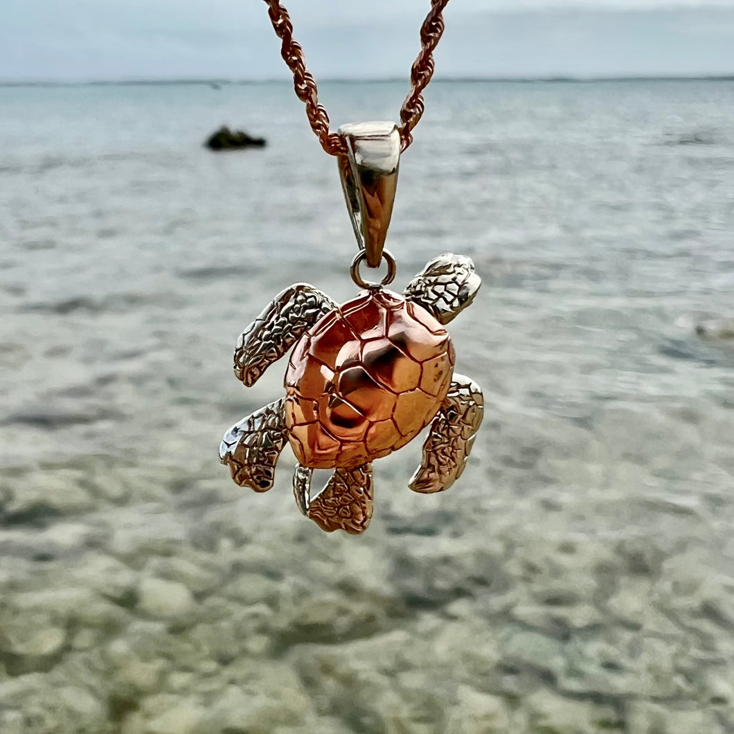 Medium Turtle w/ Moveable Body Parts in 14K Pink & White Gold