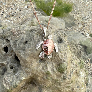 Medium Turtle w/ Moveable Body Parts in 14K Pink & White Gold