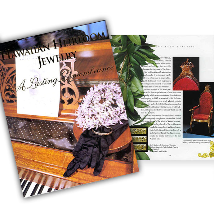 Cover and a page from Philip Rickard's book Hawaiian Heirloom Jewelry  A Lasting Remembrance