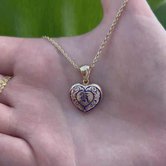 Gold Heart Hawaiian pendant with initial 