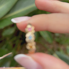 Load and play video in Gallery viewer, Three Small Plumeria Hawaiian Flower Ring w/ Colored Stones
