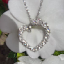 Load and play video in Gallery viewer, Large Slanted Hawaiian Heart Pendant w/ or w/o Diamonds in 14K White Gold
