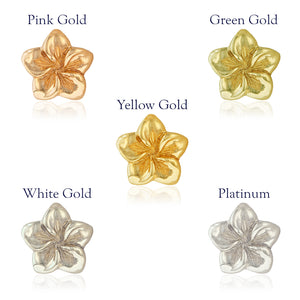 5 plumeria flowers in Platinum and 4 colors of gold